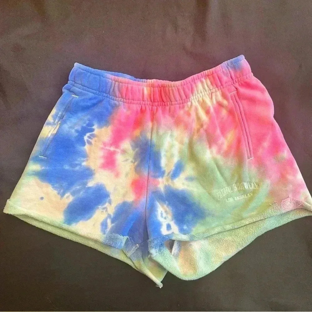 Pacsun size XS tye die shorts blue pink mint green with pockets very soft